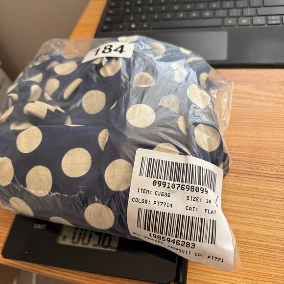 J.Crew Crewcuts Smocked Jumpsuit Girls 10 Navy White Polk Linen Blend One Piece - Picture 10 of 10